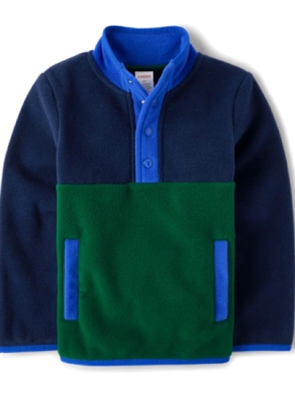 Gymboree Mavy, Royal Blue & Forest Green Snap-Placket Fleece Pullover